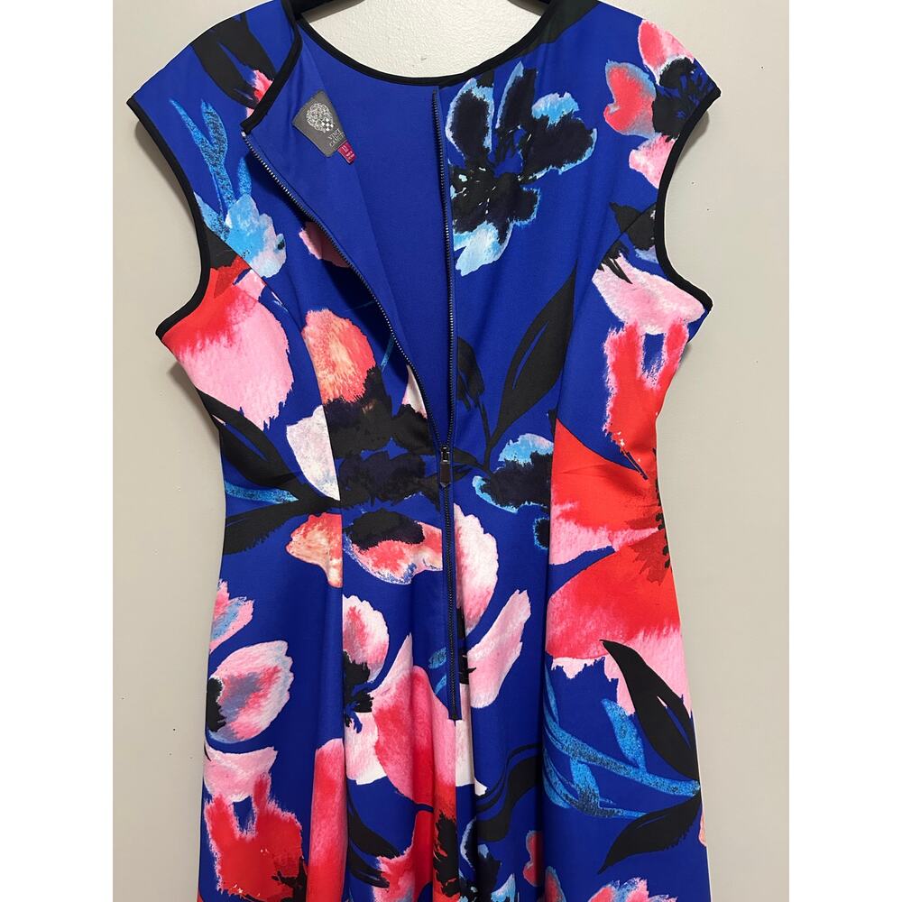 Vince Camuto Floral Scuba Knit Fit & Flare Dress Size 12 Pockets - Picture 6 of 8